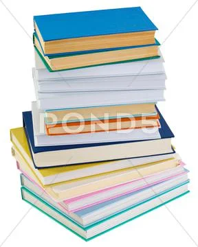 Big pile of books on a white background Stock Photos