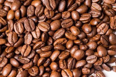Big pile of organic Roasted coffee beans Stock Photos