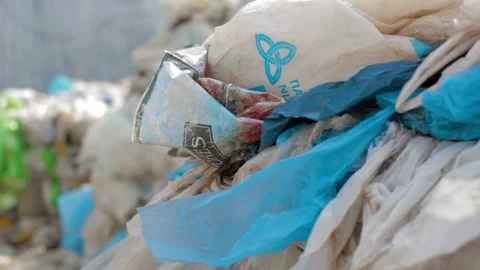 Big piles of garbage in waste dump 스톡 동영상 88361468