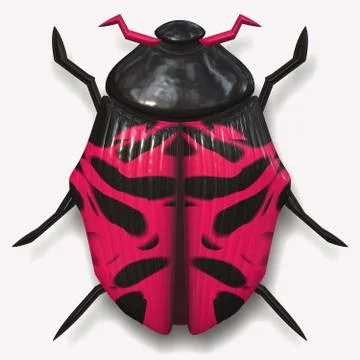Big pink beetle in 3d Stock Illustration