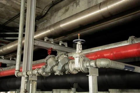 Big pipe under the building Stock Photos