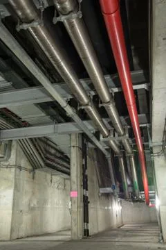 Big pipe under the building Foto stock
