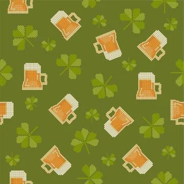 Big pixels styled St. Partick day seamless pattern Stock Illustration