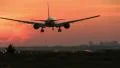 Big plane landing at dusk HD Footage
