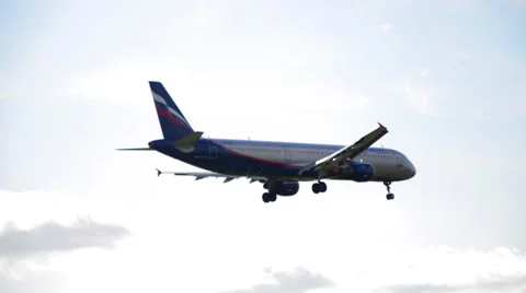 Big plane lands Stock Footage 54928171