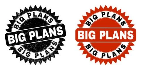 BIG PLANS Black Rosette Seal with Distress Style Stock Illustration