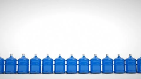 Big plastic bottle potable water isolated on a white background. 3D Rendering Stock Illustration