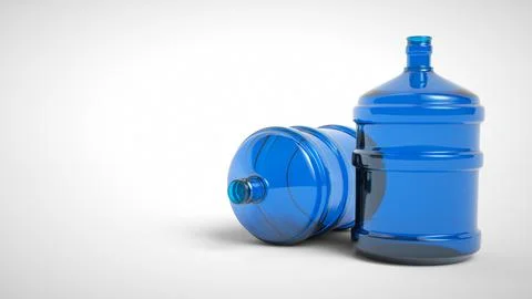 Big plastic bottle potable water isolated on a white background. 3D Rendering Stock Photos