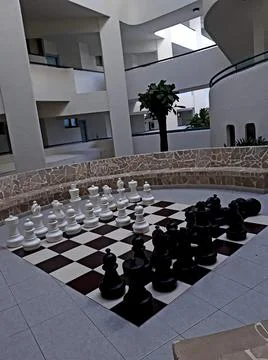 Big playing chess shapes inside Fotos Stock