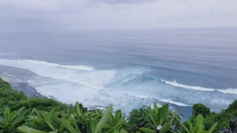 Big power ocean waves Aerial top view footage Video stock 294716334