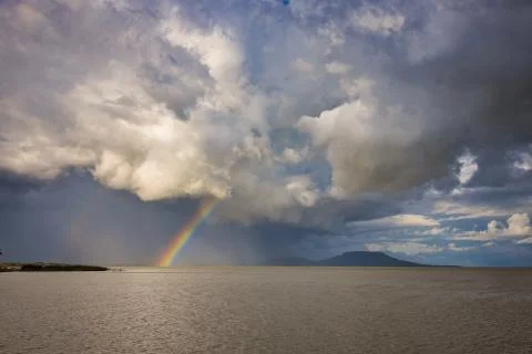 Big powerful storm clouds over the Lake Balaton of Hungary Foto stock