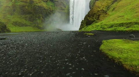 Big Powerful Waterfall with Lots of Water Spray. Stock-Footage 52083961