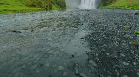 Big Powerful Waterfall with Lots of Water Spray. Stock Footage 52315786