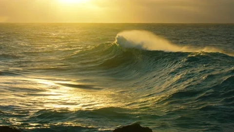 Big Powerful Wave Stock Footage 136036431