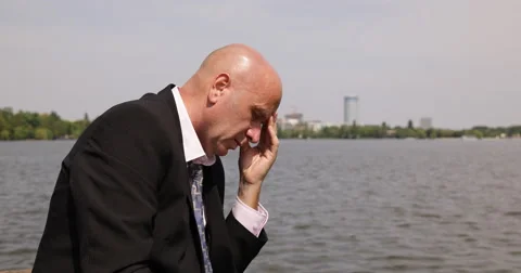 Big Problem Depressed Business Upset Man Worried Unhappy Sad Person Pensive Sick Stock Footage 50060568