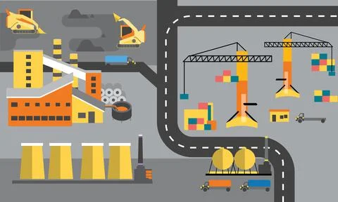 Big project construction site Stock Illustration