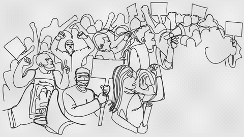 Big protest animation in one line Stock Footage 165555863