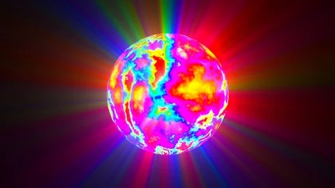Big Psychedelic Sphere Colorful Rays Abstract Motion Background Loop Slow Stock Footage 102055866