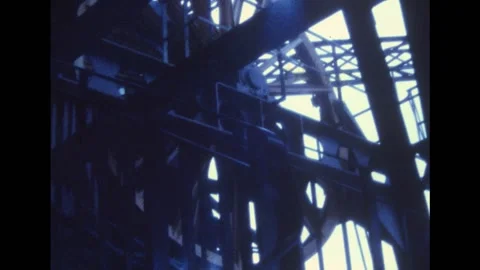 Big pully wheel of Eiffel Tower 1984 Super 8mm Stock Footage 202721988