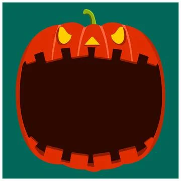 Big Pumpkin Character Head  and Open mouth , Vector and Illustration. Stock Illustration