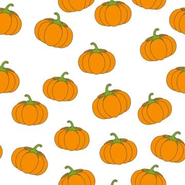 Big pumpkin Flat Vector Seamless Pattern on White Stock Illustration