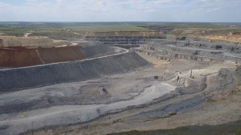 Big quarry, crushed stone mining, aerial view from a drone Stock Footage 120700244