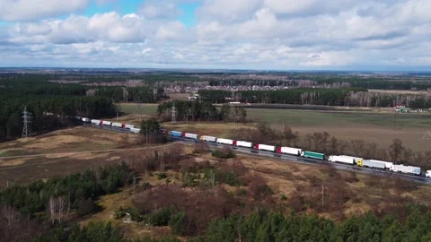 Big queue of trucks. Trucks wait in line for border crossing control. Traffic 스톡 동영상 236860219