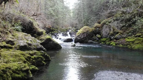 Big Quilcene River flows into a pool in ... | Stock Video | Pond5