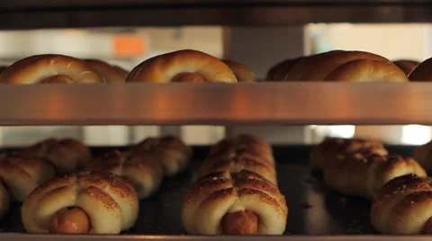 Big rack with bakery products Stock Footage 64209737