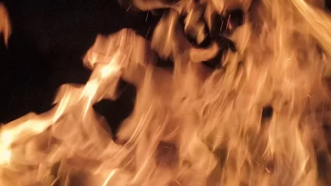 Big raging wild fire with thick smoke rising Stock Footage 290840963