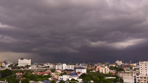 Big rain clouds over the city Stock Footage 108567857