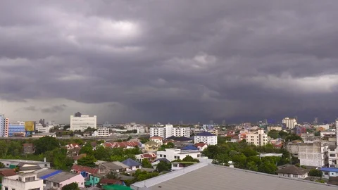 Big rain clouds over the city. Stock Footage 108568920