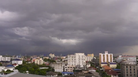 Big rain clouds over the city. Stock Footage 108569233