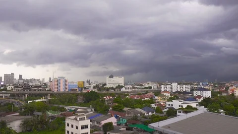 Big rain clouds over the city. Stock Footage 108569443