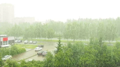 Big rain clouds over the city. Stock Footage 110987233