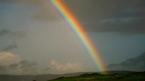 Big Rainbow above the ocean Stock Footage 261705573