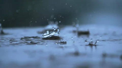 Big raindrops in slow motion. Stock Footage 120030323