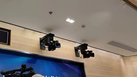 Big Recording Cameras on the wall. Video stock 263444975