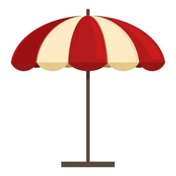 Big red and beige beach umbrella standing on white background 스톡 일러스트