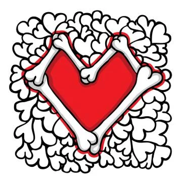 Big red bone heart Stock Illustration