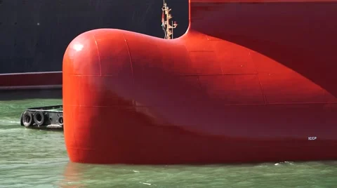 Big Red Bow Of A Cargo Ship Stock Footage 63988589