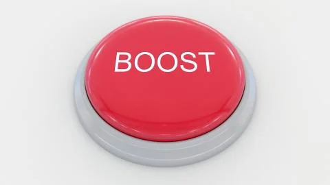 Big red button with boost inscription. Conceptual 3D rendering Stock Illustration