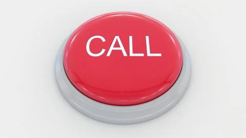 Big red button with call inscription. Conceptual 3D rendering Stock Illustration