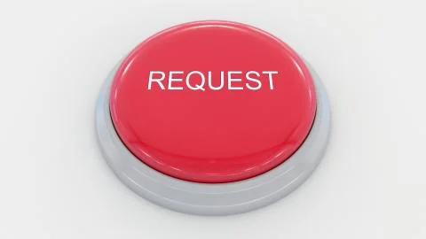 Big red button with request inscription. Conceptual 3D rendering Stock Illustration