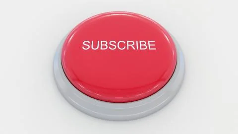 Big red button with subscribe inscription. Conceptual 3D rendering Illustrazione stock