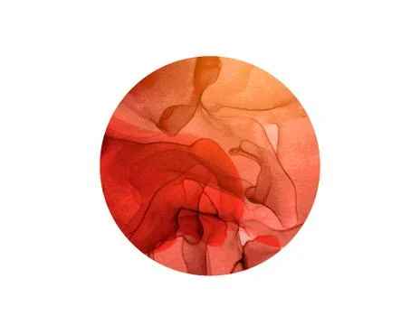 Big red circle with ink pattern on white background. Symbol of Japan Illustrazione stock