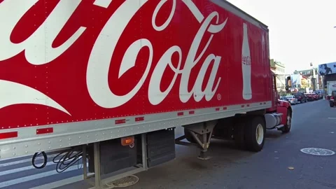 Big Red Coca Cola Truck Stock Footage 189102575