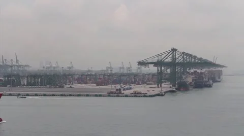 Big red container vessel Stock Footage 1979622