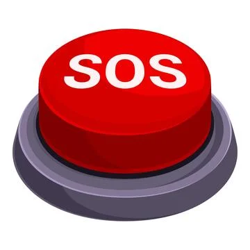 Big red emergency button showing sos signal for urgent help Stock Illustration
