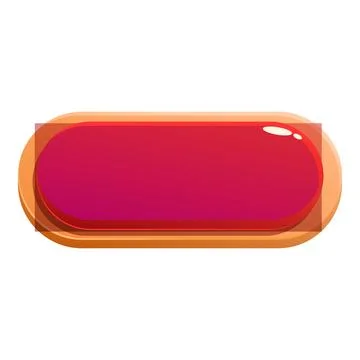 Big red glossy button showing a rectangular rounded shape with orange border Stock Illustration